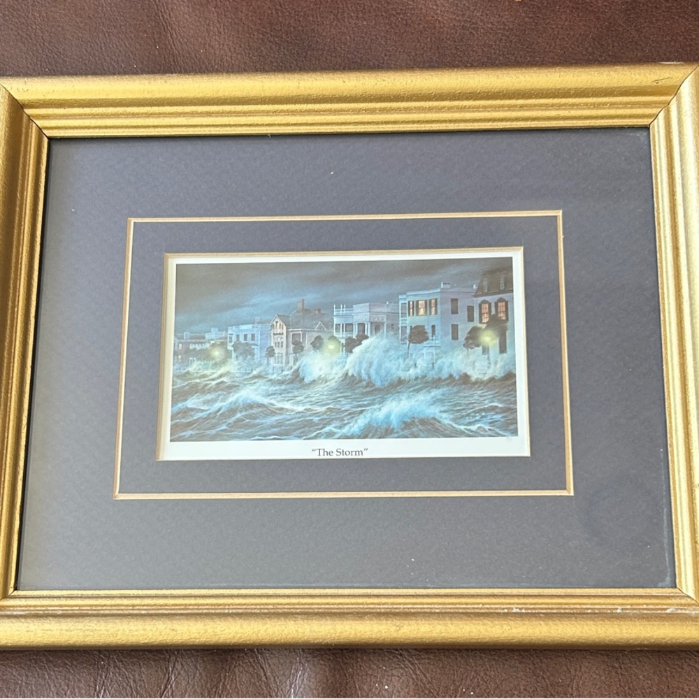 Gold Framed Coastal Art Print - "The Storm" 8”x10” frame